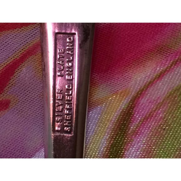 Vintage Sheffield Silver Plate Salad Spoon and Fork Set England Shabby Chic Cott - Picture 4 of 5